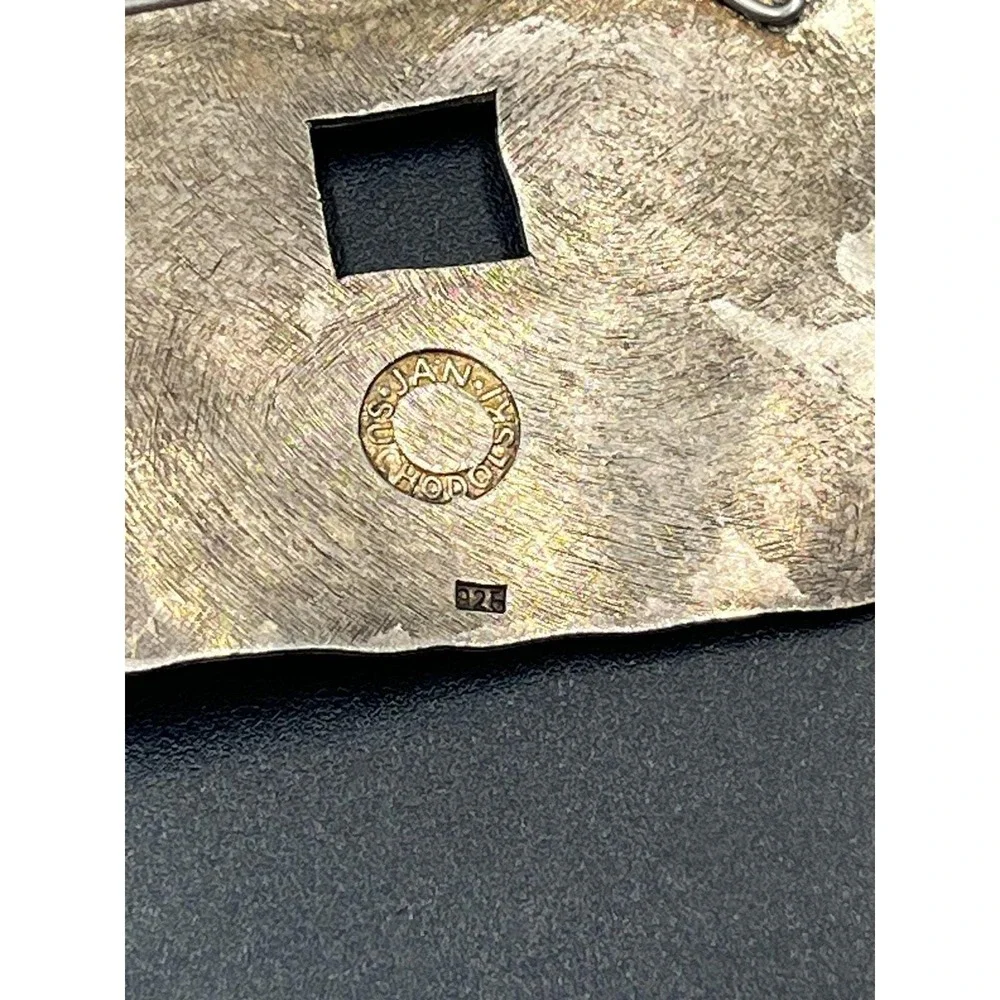 Jan Suchodolski Polish Vintage Sterling Modernist Brutalist Square Cutout Brooch
